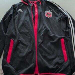 Adidas DC United MLS Full Zip Hoodie Jacket 2XL Black Red